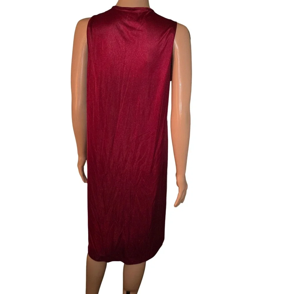 Vintage Gossard Artemis Nightgown Medium Red Lace Trim Tie Neck Lingerie‎